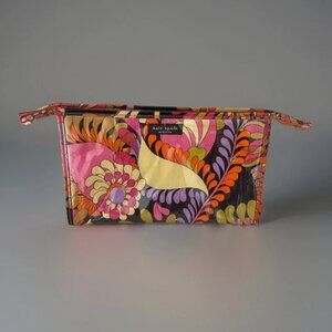 KATE SPADE NEW YORK Cosmetic Travel bag w/ zipper & floral print in bold colorsK